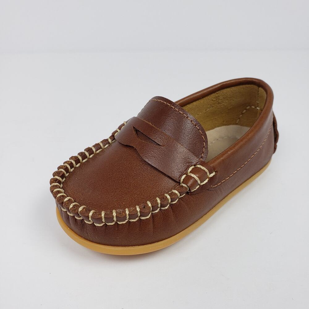 Elephantito Alex Drivers Baby Boys Sz 6 Brown Leather Slip On Casual Loafer Shoe - Picture 2 of 13